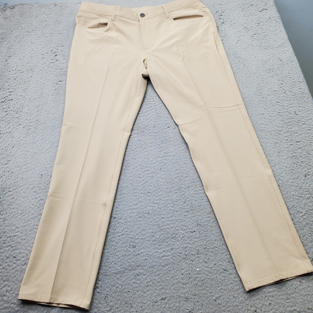 Dunning Golf Chino Pants Mens 36/32 Tan Performance Stretch Quick Dry D7S21P068